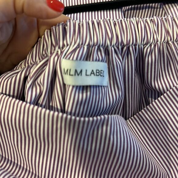 MLM Label Horizontal White & Maroon Stripe Cold Shoulder Blouse - Picture 4 of 5